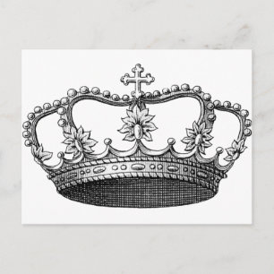 Carte Postale Couronne vintage noir et blanc