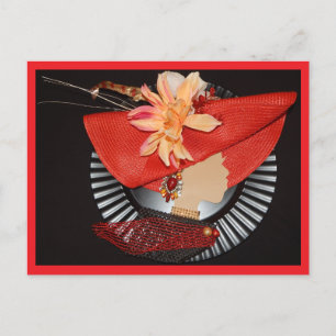 CARTE POSTALE COURONNES ÉLÉGANTES -ROUGE / NOIR