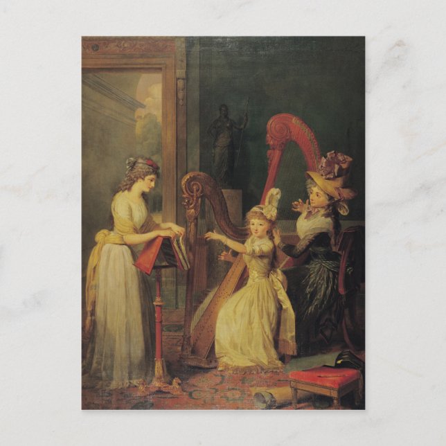 Carte Postale Cours de harpe donné par Madame de Genlis (Devant)