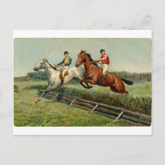 Carte Postale course à cheval conception vintage