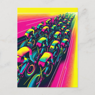 Carte Postale Course à vélo colorée
