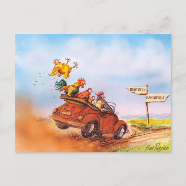Carte Postale course de poulet (Devant)