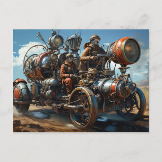 Carte Postale Course des voitures de fond Steampunk