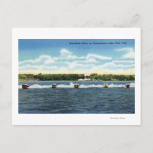Carte Postale Course en Speedboat sur le lac
