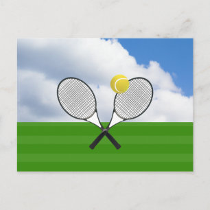 Carte Postale court de tennis et RACKETS DE TENNIS