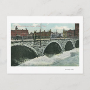 Carte Postale Court Street Bridge et Genesee à High Water