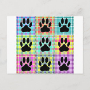 Carte Postale Courte plaid motif patte de chien