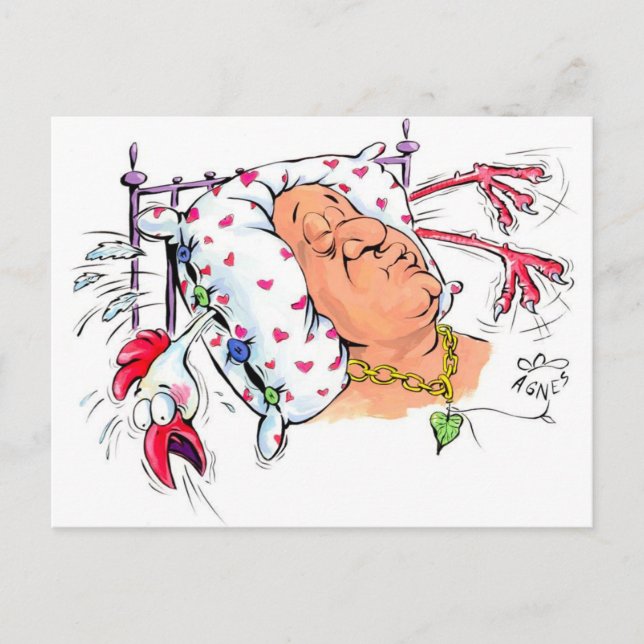 Carte Postale Coussin Avec Plumes De Poulet ? (Devant)