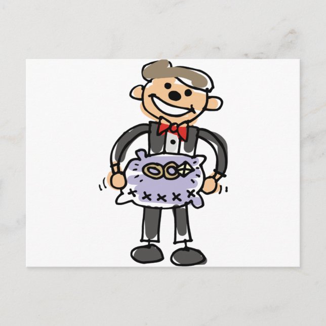 Carte Postale Coussin des anneaux de Mariage du porteur de sonne (Devant)