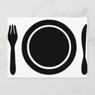 Carte Postale Couteau, fourchette et assiette.