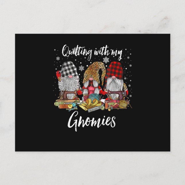 Carte Postale Couture avec mes Gnomies Noël Gnomes Fêtes (Devant)