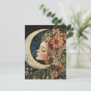 Carte Postale Couvercle floral et lune de croissant 2