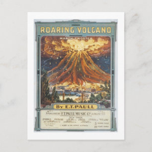 Carte Postale Couvercle Vintage Volcan Roaring
