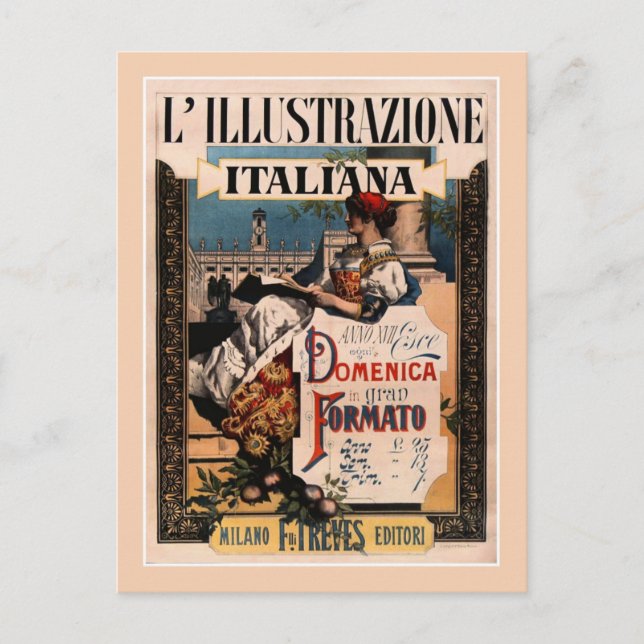 Carte Postale Couverture du magazine Art nouveau italien 1890 (Devant)