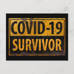 Carte Postale COVID-19 SURVIVOR - Symbole d'affichage métallique