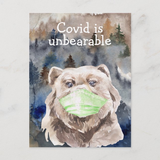 Carte Postale Covid Quarantine Pandemic Bear Commemorative (Devant)