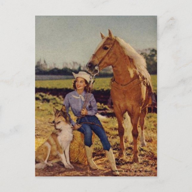Carte Postale Cow-girl vintage (Devant)