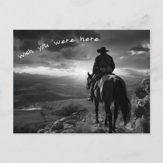 Carte Postale Cowboy à cheval au coucher du soleil