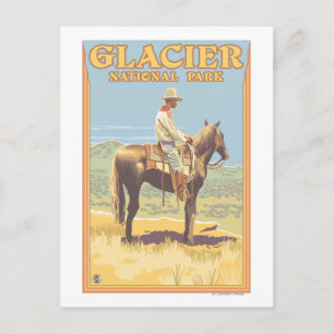 Carte Postale Cowboy à cheval - Parc national des Glaciers,