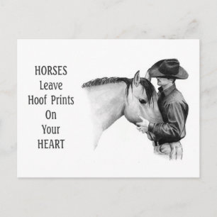 Carte Postale Cowboy : Chevaux : Imprimantes de capot : Dessin a