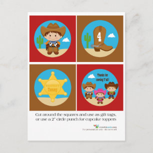 Carte Postale Cowboy Cupcake Toppers