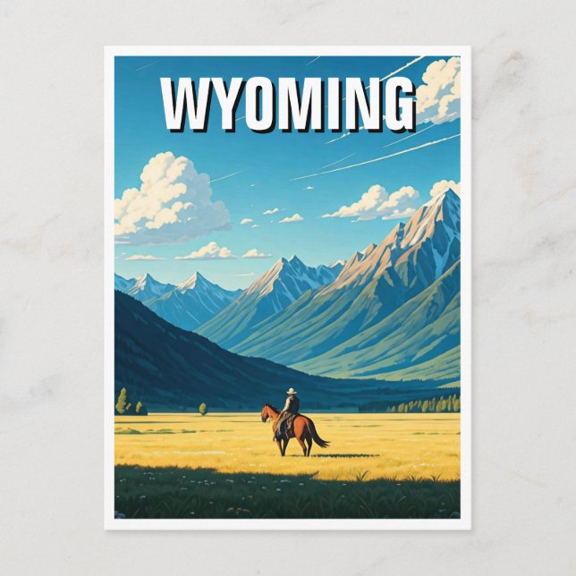 Carte Postale Cowboy dans le Wyoming Travel (Devant)