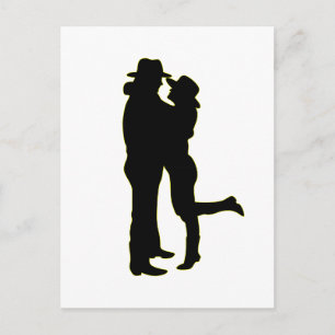 Carte Postale Cowboy et Cowgirl in Love Silhouette