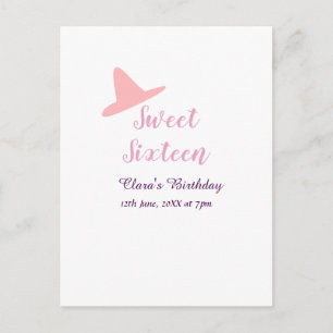 Carte Postale cowboy fille doux 16ème anniversaire rose violet n