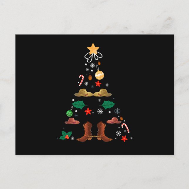 Carte Postale Cowboy Noël Arbre Jour de l'année Ligne Danse Gif (Devant)