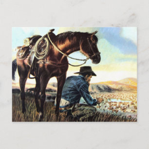 Carte Postale Cowboy Priant Le Rosaire