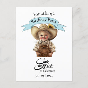 Carte postale Cowboy Sauvegarder la date d'anniver