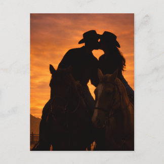Carte Postale Cowboy Sunset Couple Postcard