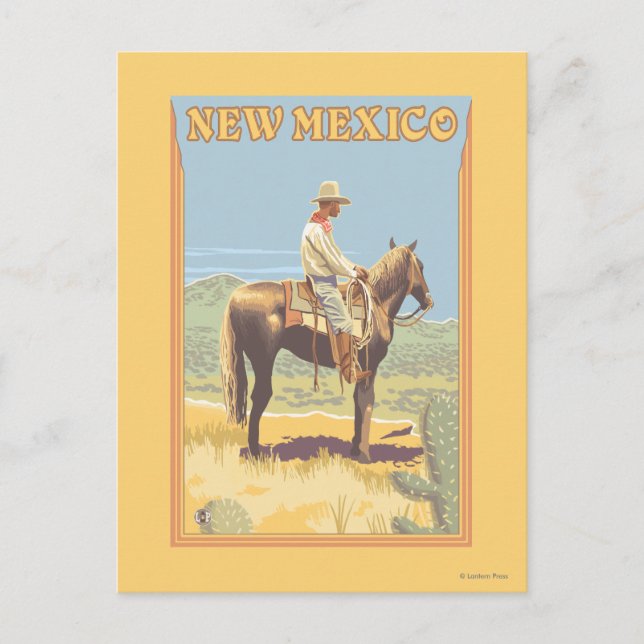 Carte Postale Cowboy (Vue latérale)Nouveau-Mexique (Devant)
