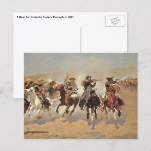 Carte Postale Cowboys d'antan, Une ruée vers le bois par Remingt