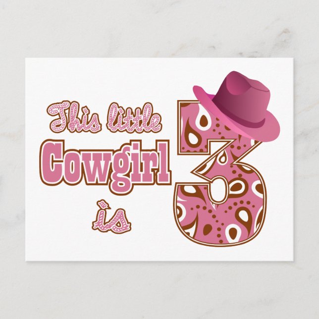 Carte Postale Cowgirl 3e anniversaire (Devant)