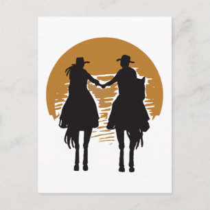 Carte Postale Cowgirl et Cowboy