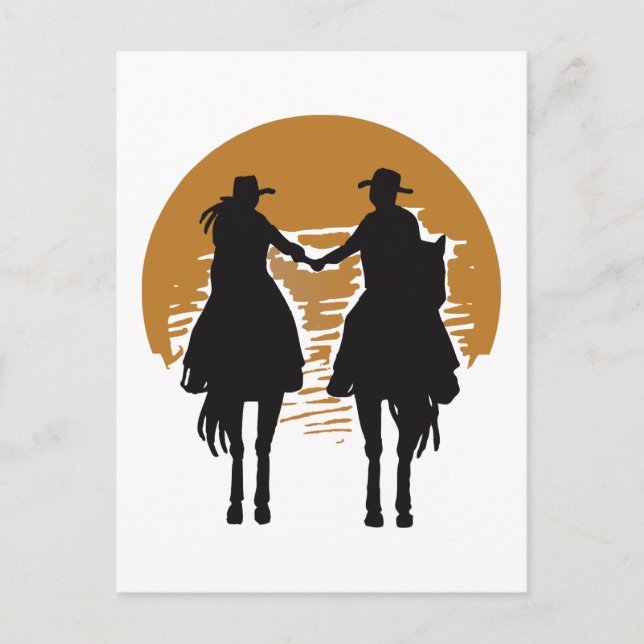Carte Postale Cowgirl et Cowboy (Devant)