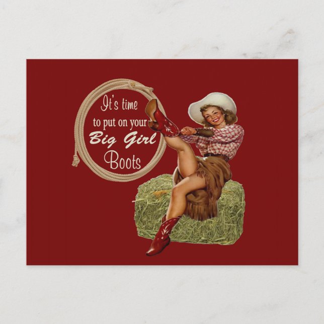 Carte Postale Cowgirl Put On You Big Boots (Devant)