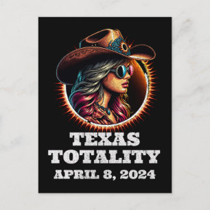 Carte Postale Cowgirl Total Solar Eclipse 4.08.2024 Texas