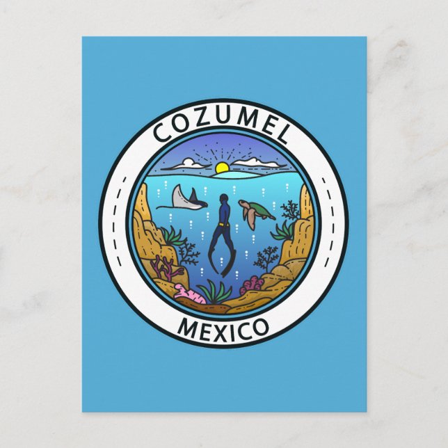 Carte Postale Cozumel Mexique Badge Scuba (Devant)