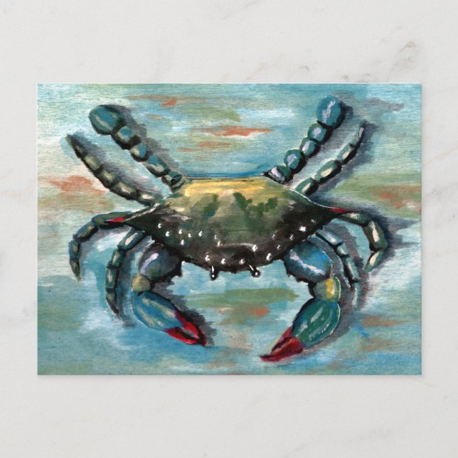 Carte Postale Crabe bleu sur bleu (Devant)