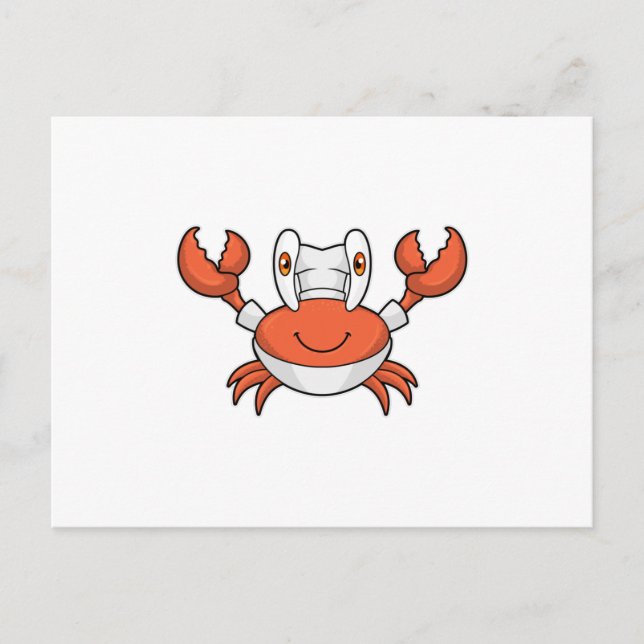 Carte Postale Crabe comme cuisinier avec toque de cuisine (Devant)