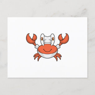 Carte Postale Crabe cuisinier avec toque de cuisine