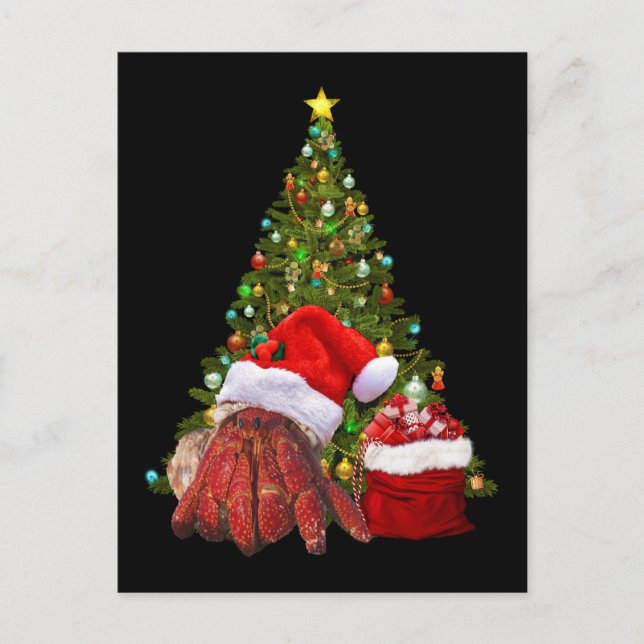 Carte Postale Crabe père Noël Amusant Crabe de Noël Hermite Crab (Devant)