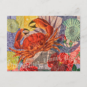 Carte Postale Crabe Plage Nautique Art de la mer
