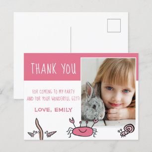 Carte Postale Crabe rose Animaux de la mer Photo Anniversaire Me