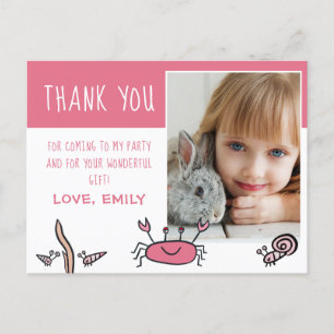 Carte Postale Crabe rose mignon Animaux de la mer Fille Photo An