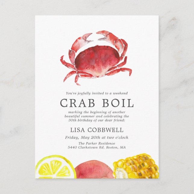 Carte Postale Crabe Rouge | Anniversaire Crabe Bouillabaisse Ray (Devant)