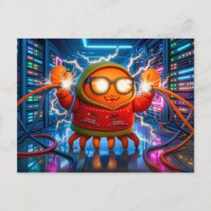 Carte Postale Crabe Technologique Fait Face à un Court-Circuit d
