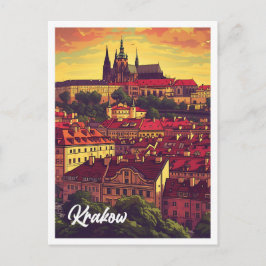 Carte Postale Cracovie Pologne Illustration de voyage artistique